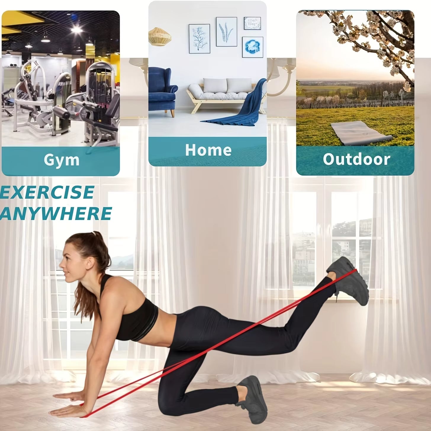 ​​1Pc Stackable Heavy Tension TPE Resistance Band Set - Anti-Snap for Home Gym Muscle Strength & Body Stretching​​ Yoga Gym